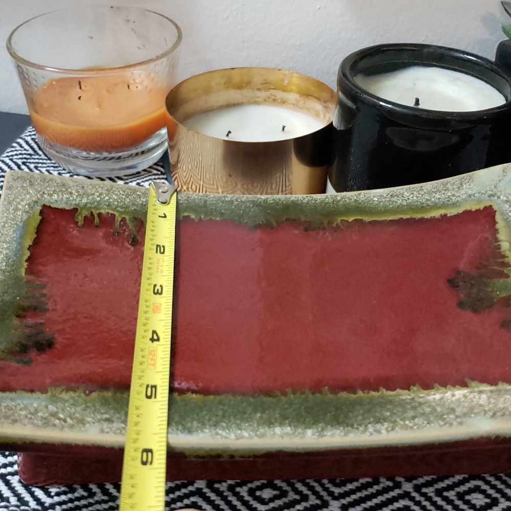 Red distressed Pillar Candle Tray - Picture 6 of 13